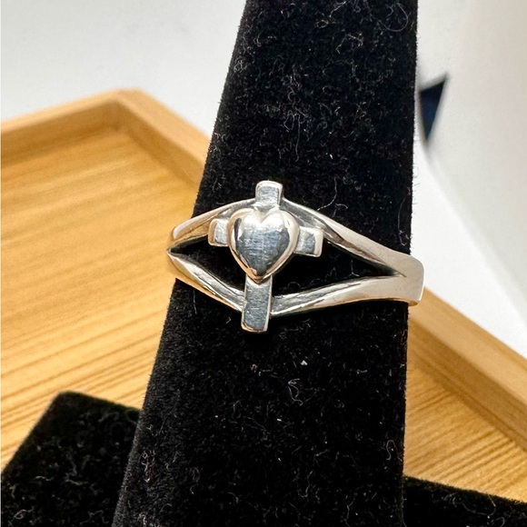 James Avery Jewelry - JAMES AVERY Sterling Silver Cross with Heart Ring; SIZE 5.5; RETIRED